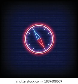 Compass Neon Signs Style Text Vector