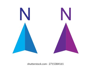 Conjunto de íconos de brújula y flecha norte, navegación y dirección, signo de dirección N, Ilustración vectorial para mapas, Orientación y Elementos de diseño de viaje.
