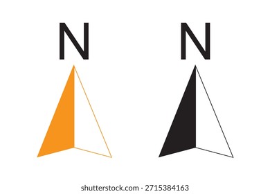 Conjunto de íconos de brújula y flecha norte, navegación y dirección, signo de dirección N, Ilustración vectorial para mapas, Orientación y Elementos de diseño de viaje.