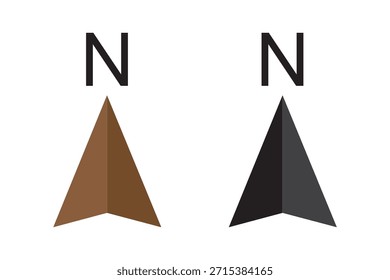 Conjunto de íconos de brújula y flecha norte, navegación y dirección, signo de dirección N, Ilustración vectorial para mapas, Orientación y Elementos de diseño de viaje.