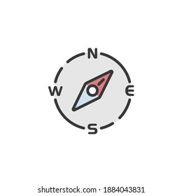 Compass north east direction. Filled color icon. Weather vector illustration