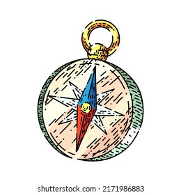 compass north hand drawn vector. map direction, rose wind, south and west, nautical arrow compass north sketch. isolated color illustration