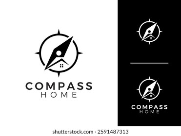 compass north home simple modern logo design concept