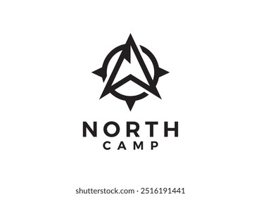 compass north simple modern logo design template	
