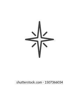 Compass, North star line icon. linear style sign for mobile concept and web design. Wind rose star outline vector icon. Symbol, logo illustration. Vector graphics