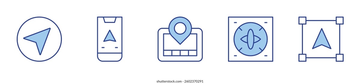 compass, object, gps, gps navigator. GPS Icon vector illustration. Line Duotone style. Editable stroke.