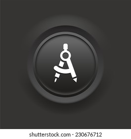 Compass on Black Bevel Round Button