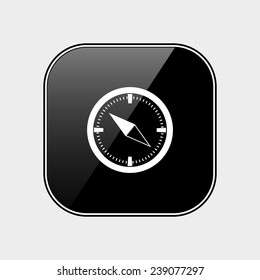 Compass on the black button, vector, EPS 10