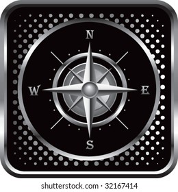 compass on black halftone web button