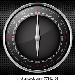 Compass on a black metallic background