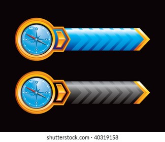 brújula sobre flechas azules y negras
