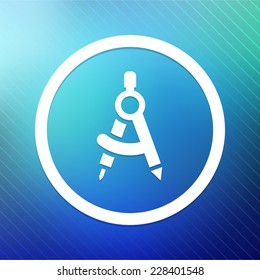 Compass on Blue Round Button