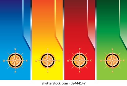 compass on colored banners