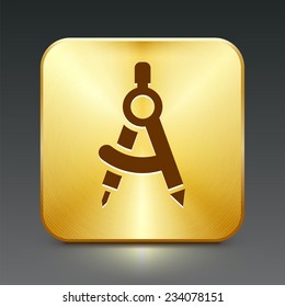 Compass on Gold Square Button