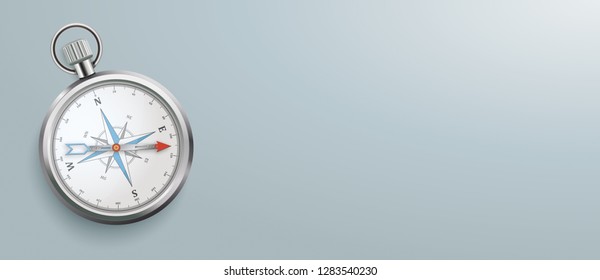 Compass on the gray background. Eps 10 vector file.