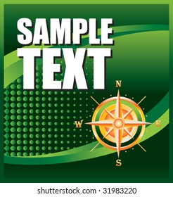 compass on green halftone banner