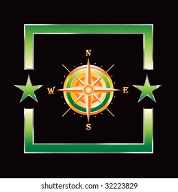 compass on green star background