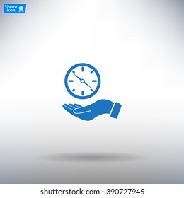 Compass on hand flat icon. Vector illustration EPS.