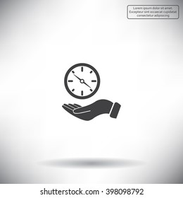 Compass on hand flat icon. Vector illustration EPS.