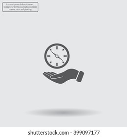 Compass on hand flat icon. Vector illustration EPS.