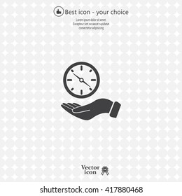 Compass on hand flat icon. Vector illustration EPS.