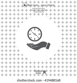 Compass on hand flat icon. Vector illustration EPS.