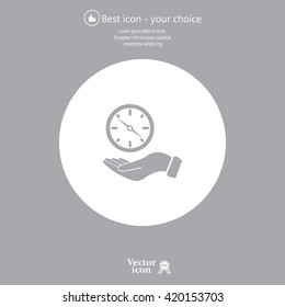Compass on hand flat icon. Vector illustration EPS.