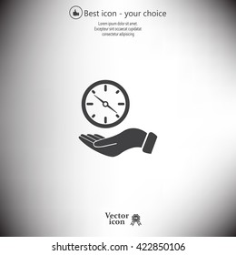 Compass on hand flat icon. Vector illustration EPS.