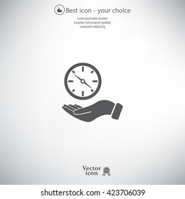 Compass on hand flat icon. Vector illustration EPS.
