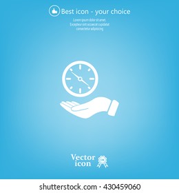 Compass on hand flat icon. Vector illustration EPS.