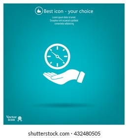 Compass on hand flat icon. Vector illustration EPS.