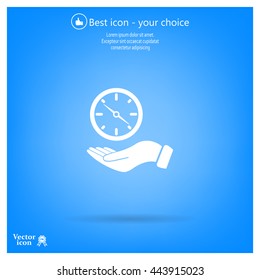 Compass on hand flat icon. Vector illustration EPS.