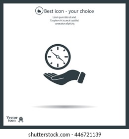 Compass on hand flat icon. Vector illustration EPS.