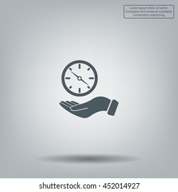 Compass on hand flat icon. Vector illustration EPS.