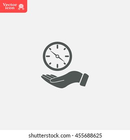 Compass on hand flat icon. Vector illustration EPS.
