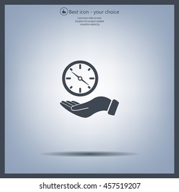 Compass on hand flat icon. Vector illustration EPS.