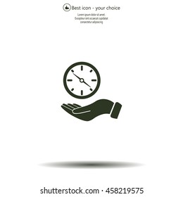 Compass on hand flat icon. Vector illustration EPS.