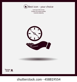Compass on hand flat icon. Vector illustration EPS.