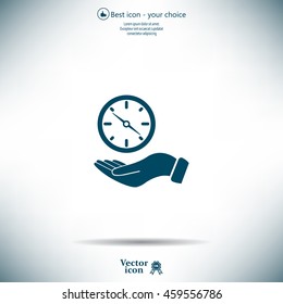 Compass on hand flat icon. Vector illustration EPS.