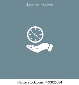 Compass on hand flat icon. Vector illustration EPS.