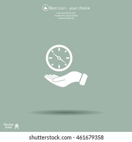 Compass on hand flat icon. Vector illustration EPS.