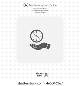 Compass on hand flat icon. Vector illustration EPS.