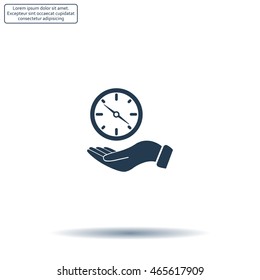 Compass on hand flat icon. Vector illustration EPS.