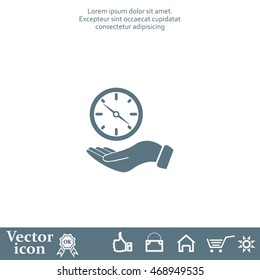 Compass on hand flat icon. Vector illustration EPS.
