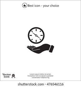 Compass on hand flat icon. Vector illustration EPS.