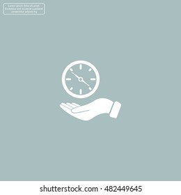 Compass on hand flat icon. Vector illustration EPS.