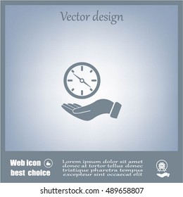 Compass on hand flat icon. Vector illustration EPS.