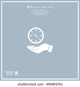 Compass on hand flat icon. Vector illustration EPS.