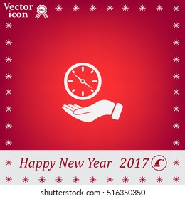 Compass on hand flat icon. Vector illustration EPS.