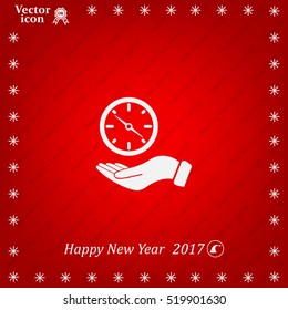 Compass on hand flat icon. Vector illustration EPS.